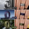 Egnaro Mens Silicone Wedding Rings 8mm x 2mm, Step Edge Rubber Engagement Bands 1/4/7 Multipack Comfort For Workout Travel(D1-Black  Black Gray  Olive Green  Metallic Gun  Dark Purple  Twilight Blue  Dark Silver)