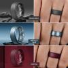 Egnaro Mens Silicone Wedding Rings 8mm x 2mm, Step Edge Rubber Engagement Bands 1/4/7 Multipack Comfort For Workout Travel(D2-Black  Dark Gray  Metallic Blue  Light Gray  Maroon  Black Gray  Metallic Gun)