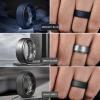 Egnaro Mens Silicone Wedding Rings 8mm x 2mm, Step Edge Rubber Engagement Bands 1/4/7 Multipack Comfort For Workout Travel(D5-Black  Midnight Blue  Dark Silver  Black Gray Camo  Burgundy  Bronze  Dark Brown)