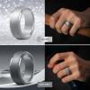 Egnaro Men’s Silicone Wedding Rings: Classic Black Style Rubber ring – Hypoallergenic for Gym/Outdoor/Gift(1/4/7 Variety Pack with Half Size)(SETD-Silver Black Gray Dark Gray Black)