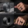 Egnaro Men’s Silicone Wedding Rings: Classic Black Style Rubber ring – Hypoallergenic for Gym/Outdoor/Gift(1/4/7 Variety Pack with Half Size)(SETD-Silver Black Gray Dark Gray Black)