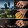 Egnaro Men’s Silicone Wedding Rings: Classic Black Style Rubber ring – Hypoallergenic for Gym/Outdoor/Gift(1/4/7 Variety Pack with Half Size)(SETJ-Silver Black Black Gray Dark Brown Twilight Blue Olive Green Midnight Blue)