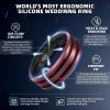 Egnaro Silicone Ring for Him with 2 Layers, Multicolor Rubber Wedding Bands with Air Flow Grooves-1/4/6/7 Variety Multipack(SETB2: Dark Silver-Black  Metallic Burgundy-Black)