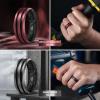 Egnaro Silicone Ring for Him with 2 Layers, Multicolor Rubber Wedding Bands with Air Flow Grooves-1/4/6/7 Variety Multipack(SETB2: Dark Silver-Black  Metallic Burgundy-Black)