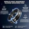 Egnaro Silicone Ring for Him with 2 Layers, Multicolor Rubber Wedding Bands with Air Flow Grooves-1/4/6/7 Variety Multipack(SETC1: Black-Dark Blue  Black Gray Camo-Black  Olive Green-Black)
