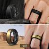 Egnaro Silicone Rings for Men 1/4/5/6/7 Multipack of Breathable Mens Silicone Rubber Wedding Rings Bands – Step Edge(SETA-Black Black Dark Silver Black Black Dark Silver Bronze Black)