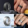Egnaro Silicone Rings for Men 1/4/5/6/7 Multipack of Breathable Mens Silicone Rubber Wedding Rings Bands – Step Edge(SETB-Black Black Gray Gray Dark Silver Dark Silver Silver Silver)