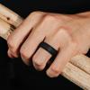 Egnaro Silicone Rings for Men 1/4/5/6/7 Multipack of Breathable Mens Silicone Rubber Wedding Rings Bands – Step Edge(SETC-Black)