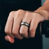Egnaro Silicone Rings for Men 1/4/5/6/7 Multipack of Breathable Mens Silicone Rubber Wedding Rings Bands – Step Edge(SETD-Dark Silver Black)