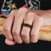 Egnaro Silicone Rings for Men 1/4/5/6/7 Multipack of Breathable Mens Silicone Rubber Wedding Rings Bands – Step Edge(SETE-Black Orange)