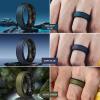 Egnaro Silicone Rings for Men 1/4/5/6/7 Multipack of Breathable Mens Silicone Rubber Wedding Rings Bands – Step Edge(SETF11-Light Gray  White Black  Black  Black Gray  Twilight Blue Black  Dark Blue Black  Dark Blue Black)