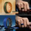Egnaro Silicone Rings for Men 1/4/5/6/7 Multipack of Breathable Mens Silicone Rubber Wedding Rings Bands – Step Edge(SETF12-Black  Dark Gray-White  Dark Foliage Green-Coral Orange  Dark Foliage Green-Black  Klein Blue-Black  Red-Black  Black-Dark Gray)
