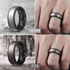 Egnaro Silicone Rings for Men 1/4/5/6/7 Multipack of Breathable Mens Silicone Rubber Wedding Rings Bands – Step Edge(SETF5-Metallic Silver Black  Metallic Platinum Black  Black Gray Black  Black)