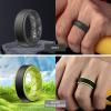 Egnaro Silicone Rings for Men 1/4/5/6/7 Multipack of Breathable Mens Silicone Rubber Wedding Rings Bands – Step Edge(SETG-Black Black Gray Gray Black Light Blue Black Yellow Green)