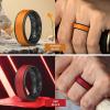 Egnaro Silicone Rings for Men 1/4/5/6/7 Multipack of Breathable Mens Silicone Rubber Wedding Rings Bands – Step Edge(SETL-Red Black Orange Black Grey Camo Black Deep Silver Black)