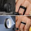 Egnaro Silicone Rings for Men 1/4/5/6/7 Multipack of Breathable Mens Silicone Rubber Wedding Rings Bands – Step Edge(SETM-Black Black Black White White Black Gold Gold)
