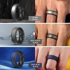 Egnaro Silicone Rings for Men 1/4/5/6/7 Multipack of Breathable Mens Silicone Rubber Wedding Rings Bands – Step Edge(SETO-Red Black Olive Green Black Yellow Green Black Metallic Silver Black Black Gray Black  Deep Blue Black)