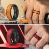 Egnaro Silicone Rings for Men 1/4/5/6/7 Multipack of Breathable Mens Silicone Rubber Wedding Rings Bands – Step Edge(SETP-Red Black Orange Black Light Blue Black Black Gray Black)