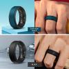 Egnaro Silicone Rings for Men 1/4/5/6/7 Multipack of Breathable Mens Silicone Rubber Wedding Rings Bands – Step Edge(SETT-Dark Silver Black Marble Black Dark Blue Black Black Black)