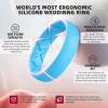 Egnaro Women’s Band Rings, Silicone Inner Arc Ergonomic Breathable Design with half sizes, Rubber Wedding Bands，5.5mm Wide-2mm Thick(B32-Metallic Pearl White  Fairy Pink  Petal Pink  Mint Green  Chill Blue)