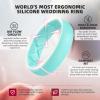 Egnaro Women’s Band Rings, Silicone Inner Arc Ergonomic Breathable Design with half sizes, Rubber Wedding Bands，5.5mm Wide-2mm Thick(B34-Lilac Purple  Sky Blue  Teal Mist  Black  White)