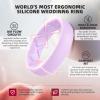 Egnaro Women’s Band Rings, Silicone Inner Arc Ergonomic Breathable Design with half sizes, Rubber Wedding Bands，5.5mm Wide-2mm Thick(B35-Soft Pink  Faint Red  Lilac Purple  Black  White)