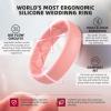 Egnaro Women’s Band Rings, Silicone Inner Arc Ergonomic Breathable Design with half sizes, Rubber Wedding Bands，5.5mm Wide-2mm Thick(C1-Coral Red  Mist Green  Nude  Beige)