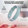 Egnaro Women’s Band Rings, Silicone Inner Arc Ergonomic Breathable Design with half sizes, Rubber Wedding Bands，5.5mm Wide-2mm Thick(C2-Blue Jewel  Light Green  Sunlight Yellow  Faint Red  Pearl White)
