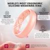 Egnaro Women’s Band Rings, Silicone Inner Arc Ergonomic Breathable Design with half sizes, Rubber Wedding Bands，5.5mm Wide-2mm Thick(SETB-Black  Marble  White Silver Glitter  Rose Gold)