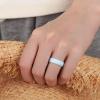 Egnaro Women’s Band Rings, Silicone Inner Arc Ergonomic Breathable Design with half sizes, Rubber Wedding Bands，5.5mm Wide-2mm Thick(SETC2-Faint Red  Light Blue  Whitepink  Ivory)