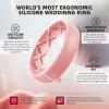 Egnaro Women’s Band Rings, Silicone Inner Arc Ergonomic Breathable Design with half sizes, Rubber Wedding Bands，5.5mm Wide-2mm Thick(SETC2-Faint Red  Light Blue  Whitepink  Ivory)