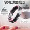 Egnaro Women’s Band Rings, Silicone Inner Arc Ergonomic Breathable Design with half sizes, Rubber Wedding Bands，5.5mm Wide-2mm Thick(SETC-Black Glamour  Marble  Whitepink  Faint Red)