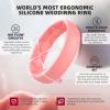 Egnaro Women’s Band Rings, Silicone Inner Arc Ergonomic Breathable Design with half sizes, Rubber Wedding Bands，5.5mm Wide-2mm Thick(SETD-Faint Red  White Silver Glitter  Ivory  White)