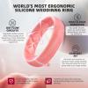 Egnaro Women’s Band Rings, Silicone Inner Arc Ergonomic Breathable Design with half sizes, Rubber Wedding Bands，5.5mm Wide-2mm Thick(SETE1-Bronze White Metallic Silver Light Red Camo Rose Gold Pink Camo Marble)