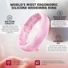 Egnaro Women’s Band Rings, Silicone Inner Arc Ergonomic Breathable Design with half sizes, Rubber Wedding Bands，5.5mm Wide-2mm Thick(SETE2-Black Marble Light Red Camo Rose Gold White Metallic Silver Bronze)