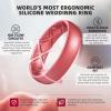 Egnaro Women’s Band Rings, Silicone Inner Arc Ergonomic Breathable Design with half sizes, Rubber Wedding Bands，5.5mm Wide-2mm Thick(SETG-Metallic Wine Red  Metallic Star Sky Purple  Metallic Pearl  Black  Marble  Whitepink  Rose Gold)