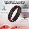 Egnaro Women’s Band Rings, Silicone Inner Arc Ergonomic Breathable Design with half sizes, Rubber Wedding Bands，5.5mm Wide-2mm Thick(SETH-Black)