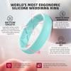 Egnaro Women’s Band Rings, Silicone Inner Arc Ergonomic Breathable Design with half sizes, Rubber Wedding Bands，5.5mm Wide-2mm Thick(SETM-Mint Green)