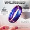 Egnaro Women’s Bridal Rings Sets, 6mm Wide, 2mm Thick, Silicone Wedding Rubber Band with Half Size, Inner Arc Ergonomic Breathable Design(SETB2-Black  Marble  Whitepink  Faint Red  Metallic Blue  Light Rose Gold  Galaxy)