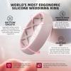 Egnaro Women’s Bridal Rings Sets, 6mm Wide, 2mm Thick, Silicone Wedding Rubber Band with Half Size, Inner Arc Ergonomic Breathable Design(SETB9-Royal Black  Bright Peach  Princess White  Cream Beige  Cloudy Pink)