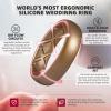Egnaro Women’s Bridal Rings Sets, 6mm Wide, 2mm Thick, Silicone Wedding Rubber Band with Half Size, Inner Arc Ergonomic Breathable Design(SETC7-Metallic Silver  Bronze  White  Light Rose Gold)
