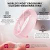 Egnaro Women’s Bridal Rings Sets, 6mm Wide, 2mm Thick, Silicone Wedding Rubber Band with Half Size, Inner Arc Ergonomic Breathable Design(SETC-Black  White  Pink Sand  Metallic Turquoise)
