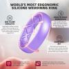 Egnaro Women’s Bridal Rings Sets, 6mm Wide, 2mm Thick, Silicone Wedding Rubber Band with Half Size, Inner Arc Ergonomic Breathable Design(SETF-Metallic Wine Red  Metallic Star Sky Purple  Metallic Pearl  Black  Marble  WhitePink  Faint Red)