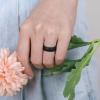Egnaro Women’s Bridal Rings Sets, 6mm Wide, 2mm Thick, Silicone Wedding Rubber Band with Half Size, Inner Arc Ergonomic Breathable Design(SETK-Black)