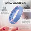 Egnaro Women’s Bridal Rings Sets, 6mm Wide, 2mm Thick, Silicone Wedding Rubber Band with Half Size, Inner Arc Ergonomic Breathable Design(T7-Black  Blue  White  Galaxy  Marble  Light Rose Gold  Metallic Silver)