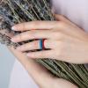 Egnaro Women’s Bridal Rings Sets, Thin and Stackable Rubber Rings Women Wedding Bands – 2.5mm Width – 1.8mm Thick(B3-Black  Crimson  Blue  Whitepink  Marble  Blue Jewel)