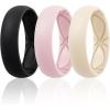 Egnaro 4/5/8 Variety Multipack Ergonomic Breathable Anniversary Rings, 6mm Wide – 2mm Thick Rubber Wedding bands women, silicone Rings Women with Half Size(SETM-Black Whitepink Nude)