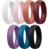Egnaro 4/5/8 Variety Multipack Ergonomic Breathable Anniversary Rings, 6mm Wide – 2mm Thick Rubber Wedding bands women, silicone Rings Women with Half Size(SETO-Maroon Orange Blue Jewel Orchid Haze Black Whitepink White)