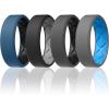 Egnaro Men’s Silicone Rings, 7.5mm Wide 2.5mm Thick Rubber Bands For Him, Ergonomic Beveled Edge Two Tone Waterproof Workout Accessories(SETA1-Twilight Blue/Black  Black/Light Gray  Dark Gray/Black  Light Gray/Sky Blue)
