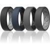 Egnaro Men’s Silicone Rings, 7.5mm Wide 2.5mm Thick Rubber Bands For Him, Ergonomic Beveled Edge Two Tone Waterproof Workout Accessories(SETA3-Black/Light Gray  Blue Gray/Black  Dark Gray/Black  Black Gray/Black)